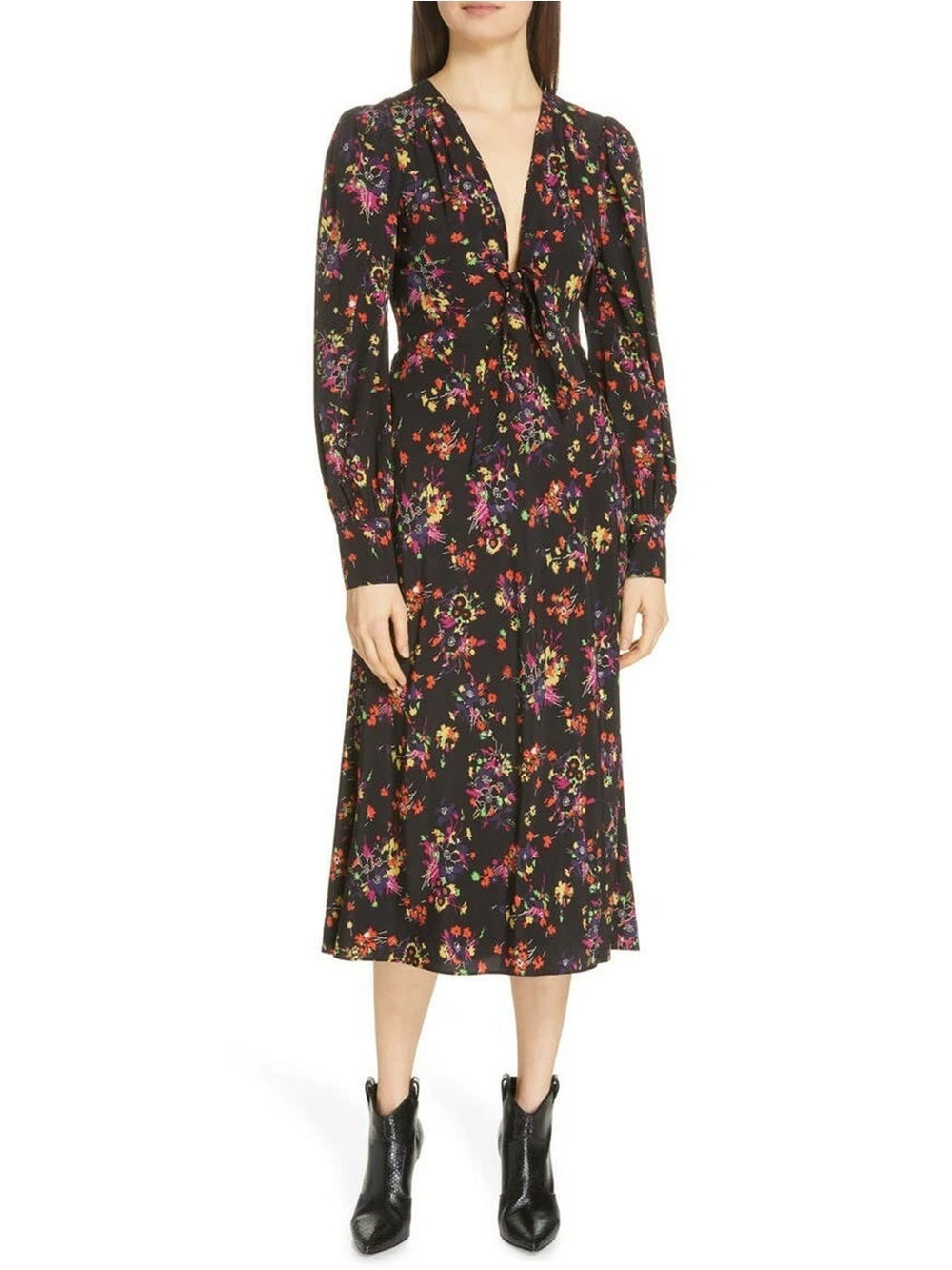 Veronica Beard - Amber Silk Dress - Black Floral